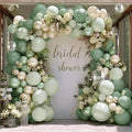 Dusty Green Balloon Arch Kit Double Stuffed,Pearl Light Sage Green White Sand Beige Balloon Garland with Clear Bobo for Bridal Birthday Wedding Baby Shower Graduation Party Decoration
