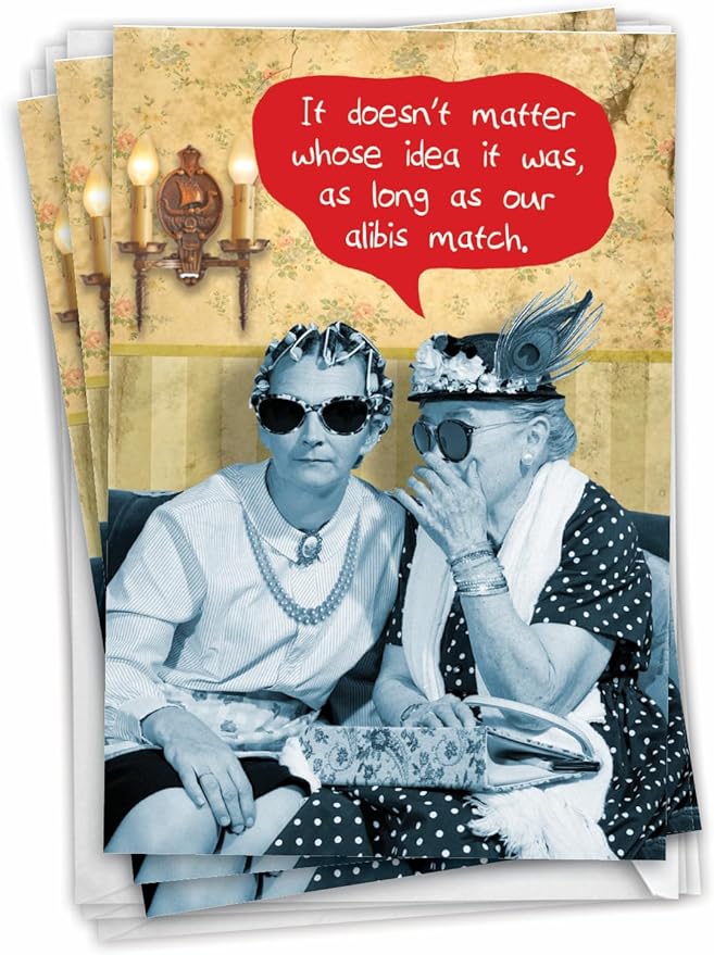 NobleWorks - Pack of 3 Hilarious Birthday Greeting Cards with Envelopes (1 Designs, 3 Each) - Matching Alibis C3537BDG-C3x1