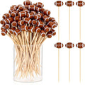 50 Pcs Football Toothpicks, 4.72 Inch Football Cocktail Picks for Appetizers, Long Bamboo Toothpicks, Decorative Toothpicks Skewers for Holiday Birthday Party Decorations (Football 3D)