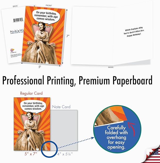 NobleWorks - Funny Birthday Greeting Card with 5 x 7 Inch Envelope (1 Card) Bday Woman Age Wisdom C8150BDG