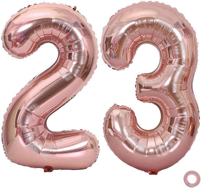 Juland Rose Gold Number Balloons Large Foil Mylar Balloons 40 Inch Giant Jumbo Number Balloons for Birthday Party Decorations 23