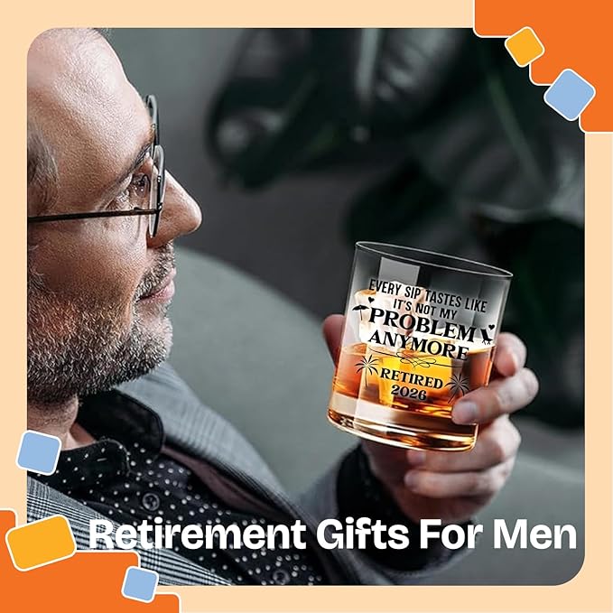 NewEleven Retirement Gifts For Men 2026 - Coworker Leaving, Goodbye Gift, Farewell Gifts For Coworkers, Friends, Dad, Grandpa - Retirement Gift For Men From Friend, Family, Colleague - Whiskey Glass