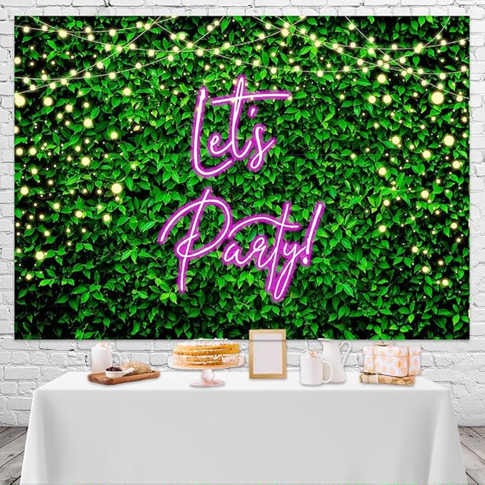 Mocsicka Let's Party Backdrop Greeny Glitter Lights Happy Birthday Background Let's Party Kids Chirldren Birthday Party Supplies Photo Booth Props (8x6ft)