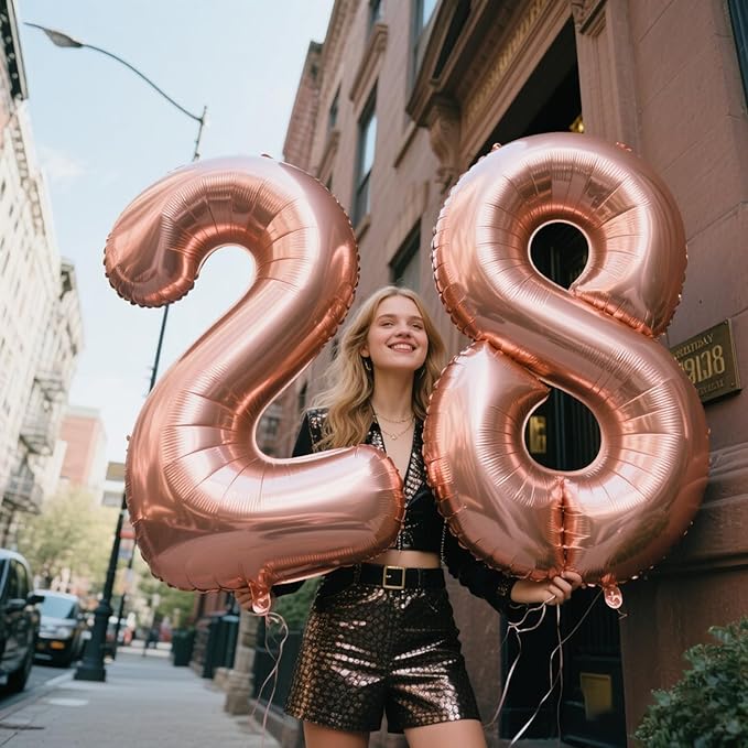 Rose Gold Number 8 Balloon Foil Mylar Number 8th Birthday 40 Inch Big Giant Helium Number for 18 28 Birthday Decor,Boys Girl Party Supplies & 80 Anniversary Events