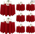 Fitable 8 Pack Round Tablecloths: Stain Resistant Wrinkle Free Circle Table Clothes, Washable Reusable Polyester Table Covers for Wedding Party Birthday Banquet Reception(Red, 120 Inch)