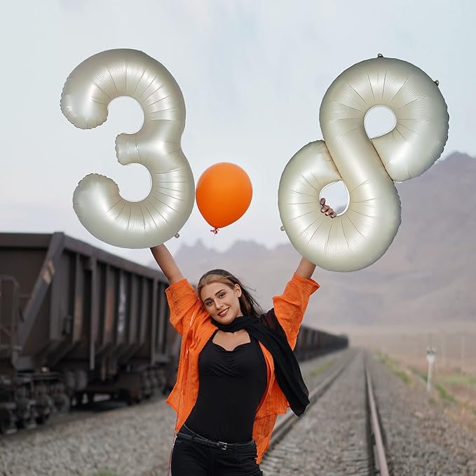 Number 0 Balloons White Sand Zero Balloon for 10 Birthday 40 Inches Cream White Large Numbers 20 Birthday Party Nude Ballons Beige 0 Digital Neutral Balloon Pearl White 0
