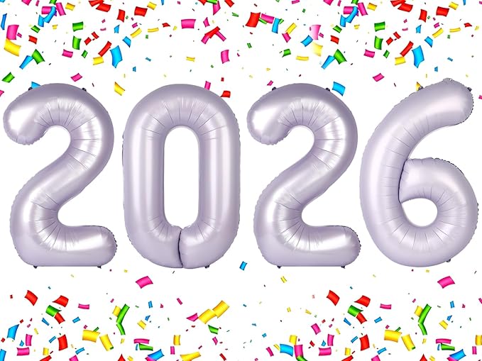 2026 Lilac Balloon Numbers 40 Inch, Nye Decor Party Decorations Happy New Year, Class of 2026 Decorations Party Supplies