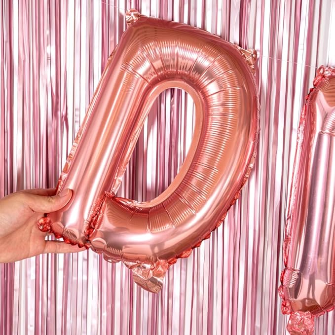 Restaurantware-Balloonify 16 Inch Letter Balloon, 1 Alphabet Party Balloon - Letter D, Self-Sealing, Rose Gold Foil Mylar Finish, Hanging Loop, Decoration For Birthday, Wedding, Or Graduation