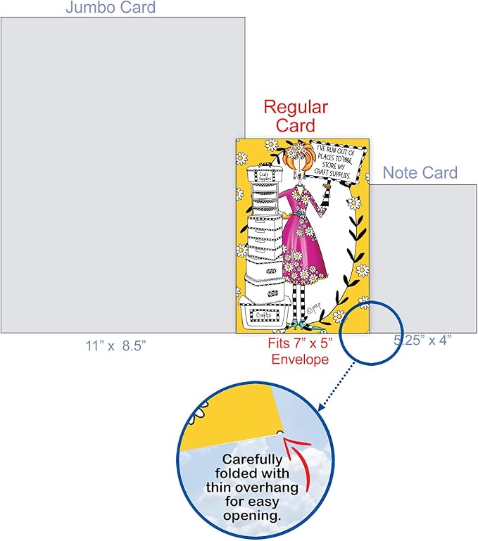 NobleWorks - 1 Funny Birthday Card for Women, Wife - Happy Bday Cartoon, Woman Notecard with Envelope - Craft Supplies C3665BDG
