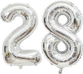 Large Silver 28 Number Balloons, 40 Inch Jumbo Number 28 Balloon, Silver Foil Mylar Balloons for Girl Sweet 28th/62th Birthday Party, Anniversary Decorations
