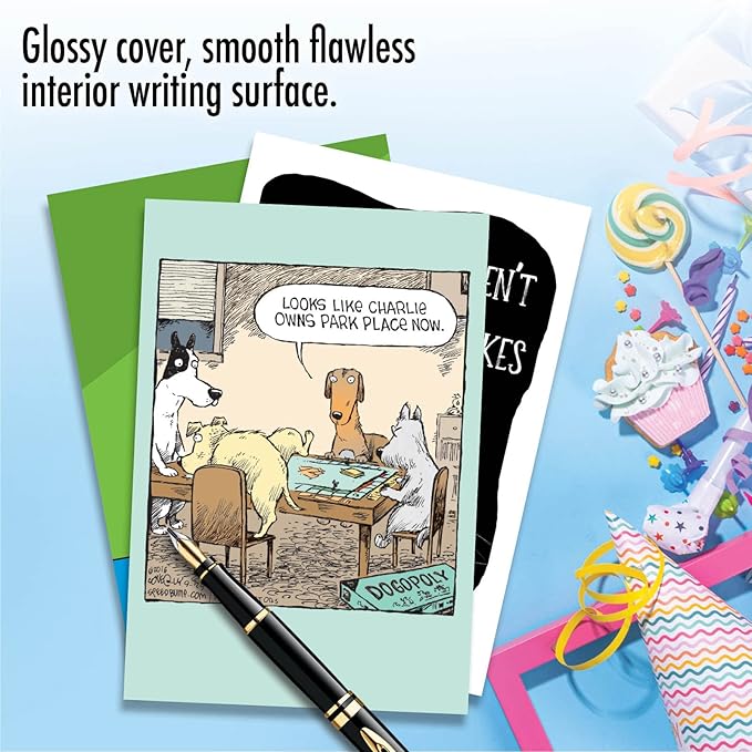 NobleWorks Assorted 3 Pack of Hilarious Puppy Birthday Cartoons Greeting Cards with 5 x 7 Inch Envelopes (3 Designs, 1 Each) Dog Toons VC2810BDG-C1x3