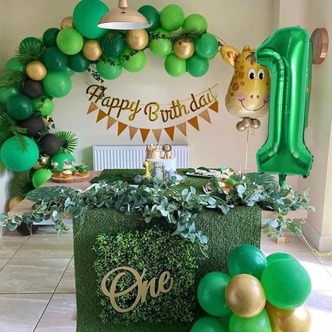 TONIFUL 40 Inch Dark Green Large Numbers Balloon 0-9 Birthday Party Decorations,Foil Mylar Big Number 1 Balloon Digital 1 for Birthday Party,Wedding, Bridal Shower Engagement Photo Shoot, Anniversary