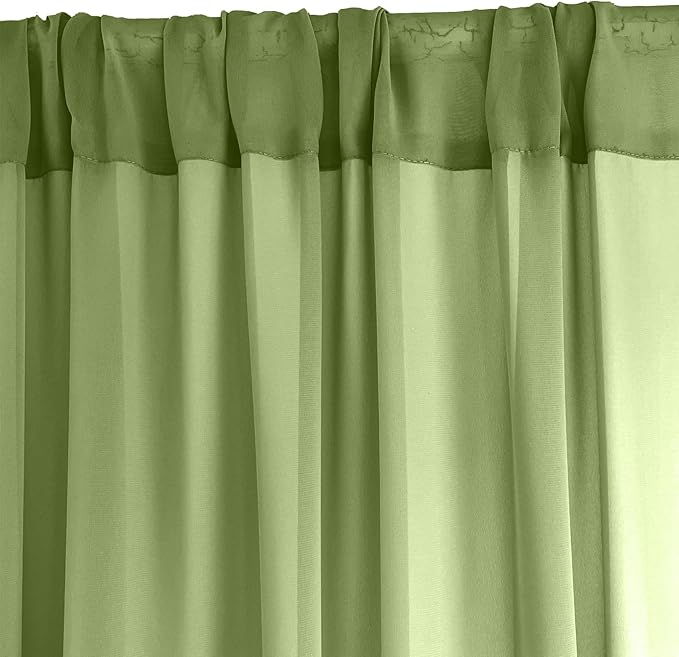 Sheer Chiffon Backdrop Curtains 10ft x 10ft*10ft(5ft x 2Panels)， Chiffon Fabric Drapes for Wedding, Long Sheer Curtain for Living Room, Arch Party Stage Decoration (Olive Green, 120 x 120 Inch)