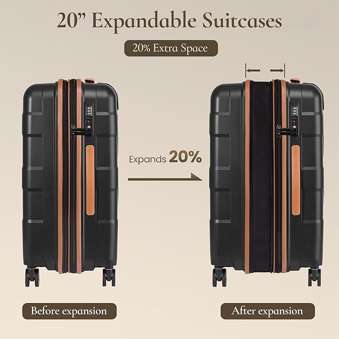 TILYMOL Expandable Luggage Set with Backpack - 21In Suitcase with TSA Lock & Spinner Wheels, Lightweight PP Hardshell Travel Luggage for Women, Red