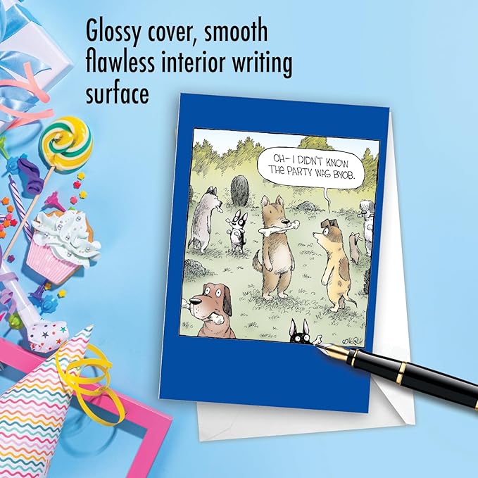 NobleWorks Funny Birthday Greeting Card with 5 x 7 Inch Envelope (1 Card) Bday Dog Party C11078BDG