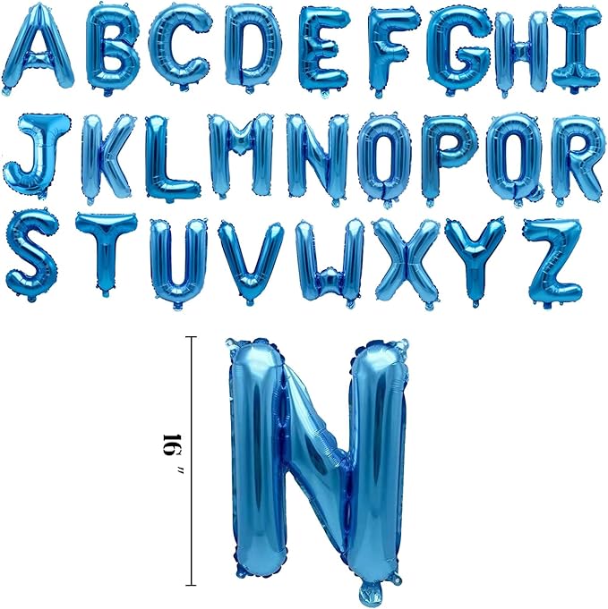 52Pcs 2 Set Blue A-Z Letter Balloons 16in Alphabet Balloon Foil Letter Decorations Party Decor Blue Letter Balloons Alphabet A-Z Party Balloons