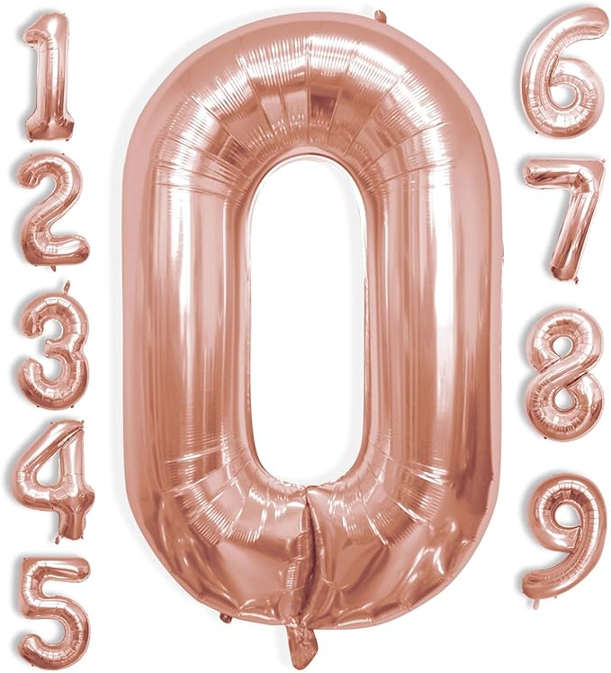 40 Inch Large Rose Gold Number Celebration and Decoration Balloon for Birthday Parties, Graduations, Anniversaries, Weddings, Photo Shoots, Special Events (Rose Gold Number 0)