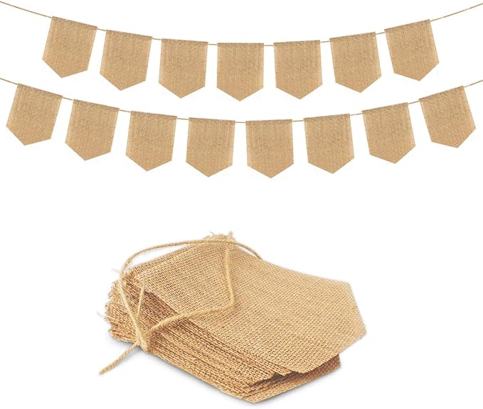 15pcs Hand-Painted DIY Burlap Banners - for Kid Adults Party Decor