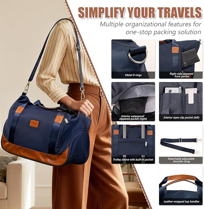 Cosbarn Luggage Sets 5 Piece with TSA Lock Spinner Wheels, Unisex Hard Case ABS Suitcase Set, Hardshell Lightweight Waterproof Travel Hardside Suitcases with Wheels for Women Men, Dark Blue