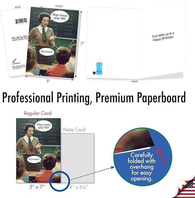 NobleWorks Funny Birthday Greeting Card with 5 x 7 Inch Envelope (1 Card) Bday After 69 C10667BDG
