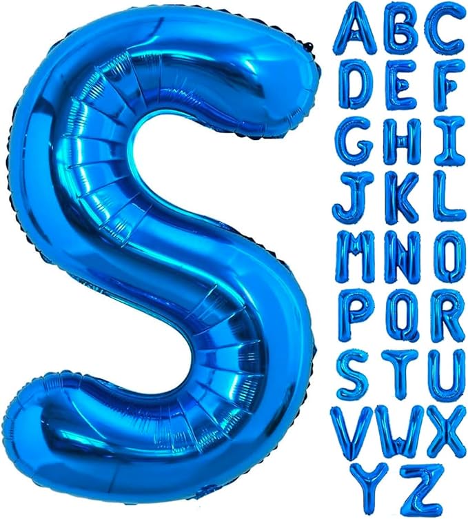 40 Inch Blue Letter S Balloons Alphabet S Letter Balloons Foil Mylar Big Letter Balloons for Birthday Party Anniversary New Year Graduation Wedding Decorations