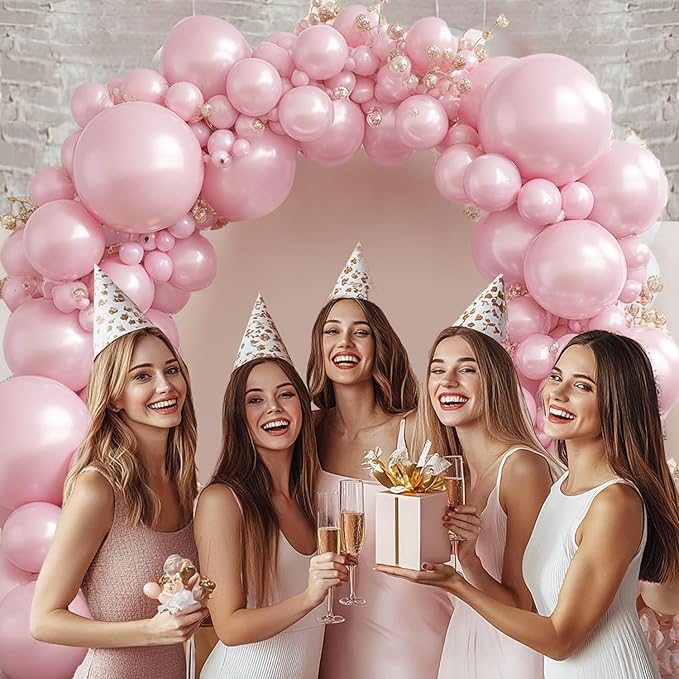 Pearl Pink Balloons Arch Kit - Double Stuffed Pastel Light Pale Pink Balloons Different Sizes 18/12/10/5 inch Pink Balloons Arch Kit for Valentines Day Bridal Shower Wedding Birthday Party Decoration