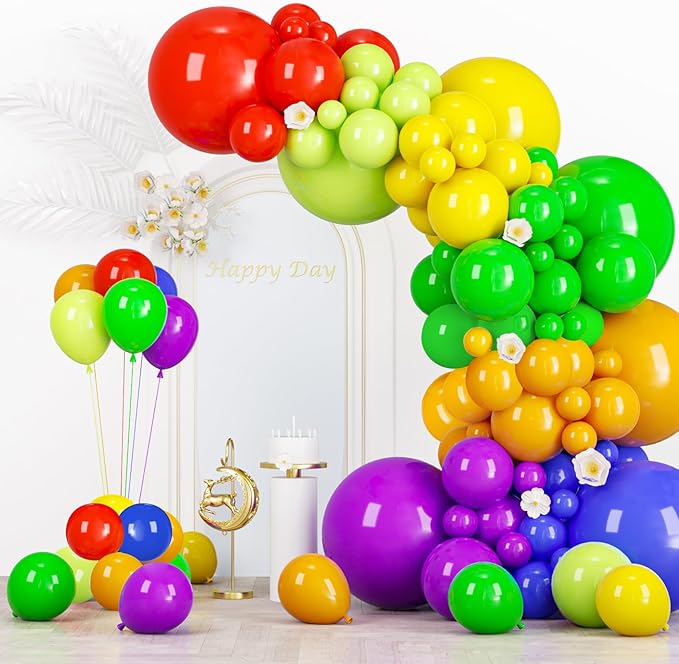 134pcs Rainbow Balloon Arch Kit Different Sizes 18" 12" 10" 5" Assorted Color Latex Balloon Garland Arch Kit for Birthday Baby Shower Graduation Wedding Gender Reveal Party Decorations