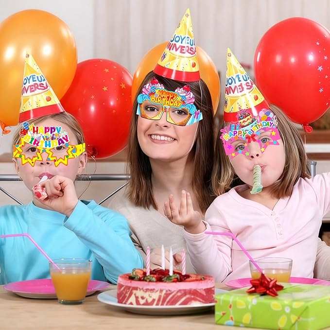 16PCS Happy Birthday Glasses, Birthday Party Paper Eyeglasses Photo Booth Props for Birthdays Party Supplies Decorations