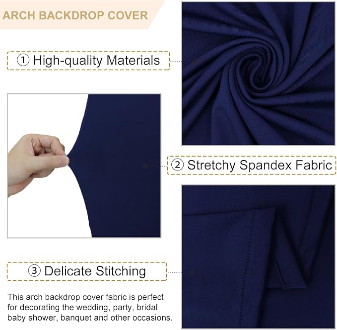 Arch Cover Set of 2 Navy Blue Arch Backdrop Cover 6 7.2FT Spandex Arch Stand Covers for Arches Stand Arched Covers Stretchy Backdrop Fabric Covering for Wedding Party Decoration Supplies