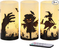 Eldnacele Halloween Flickering Candles Set of 3 Battery Operated Halloween Themed LED Candles Horror Spooky Decoration…