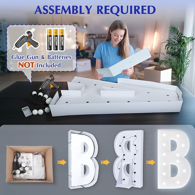 Big Marquee Light-up Letter Decorations: 4 Feet Tall Large Letters B Marry Me Proposal Baby Shower Alphabet 4FT Sign Graduation Party Wedding Engagement Anniversary HOCO Decor Mosaic Balloon
