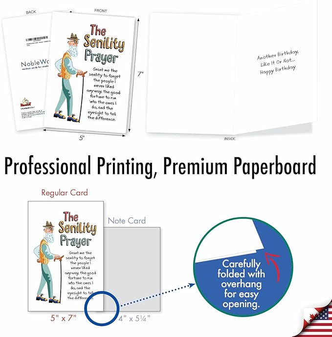 NobleWorks - Pack of 3 Hilarious Birthday Greeting Cards with Envelopes (1 Designs, 3 Each) - Man's Senility Prayer C9348BDG-C3x1