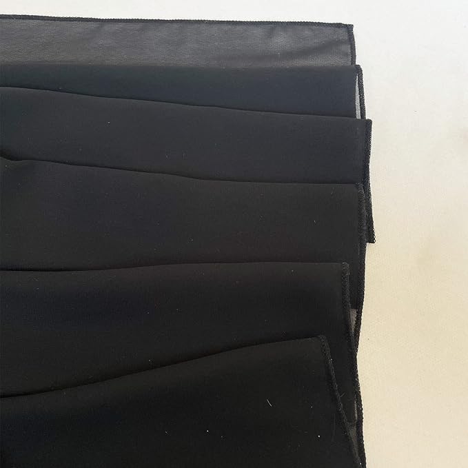 EHLDekol Sheer Chiffon Backdrop Curtains 10ft x 10ft (5ft x 2Panels)，Chiffon Fabric Drapes for Wedding, Long Sheer Curtain for Living Room, Arch Party Stage Decoration (Black, 120 x 120 Inch)
