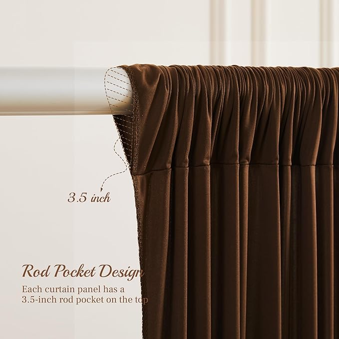 8x10FT Dark Brown Backdrop Curtains for Wedding Parties, Wrinkle Free Polyester Photography Backdrop Drapes for Baby Shower Birthday Parties Stage Background Stand Decorations 4x10ft,2 Panels