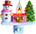 Christmas Campfire Flickering NightLight,Cute Polyresin Swivel Plug Flickering NightLight,Plug-in Figurine Lamp for Holiday Decor, Indoor Campfire Night Light with Flicker Bulb,Figurine Light
