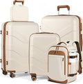 TILYMOL Luggage Sets 5 Piece - Expandable Suitcase Set with TSA Lock & Spinner Wheels, Lightweight PP Hardshell Travel Luggage for Women, White