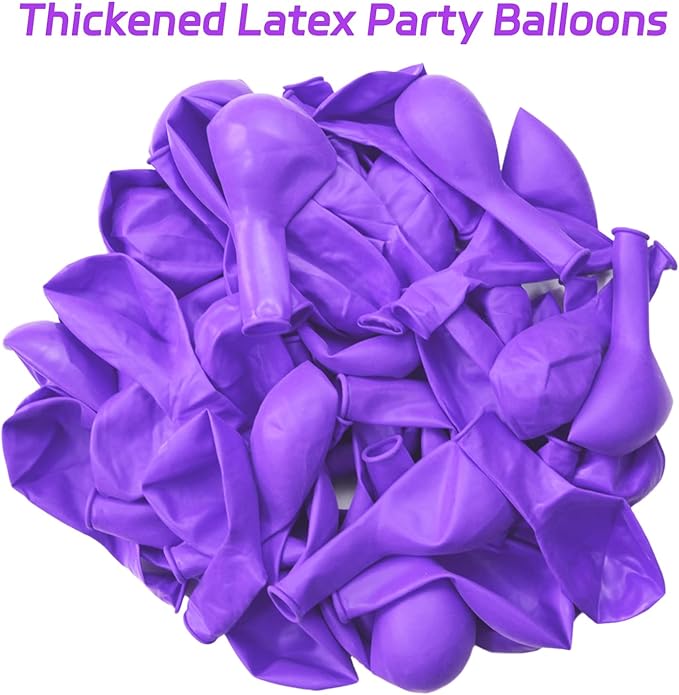Purple Balloons 100 Pack 12 inch Thicken Latex Matte Purple Balloons for Halloween Birthday Party Weddings Decorations