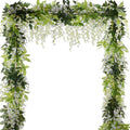 CLONG 5pack Wisteria Garland Flower Garland Artificial Flowers Wisteria Vines Fake Ivy Flowers Total 33ft (White)