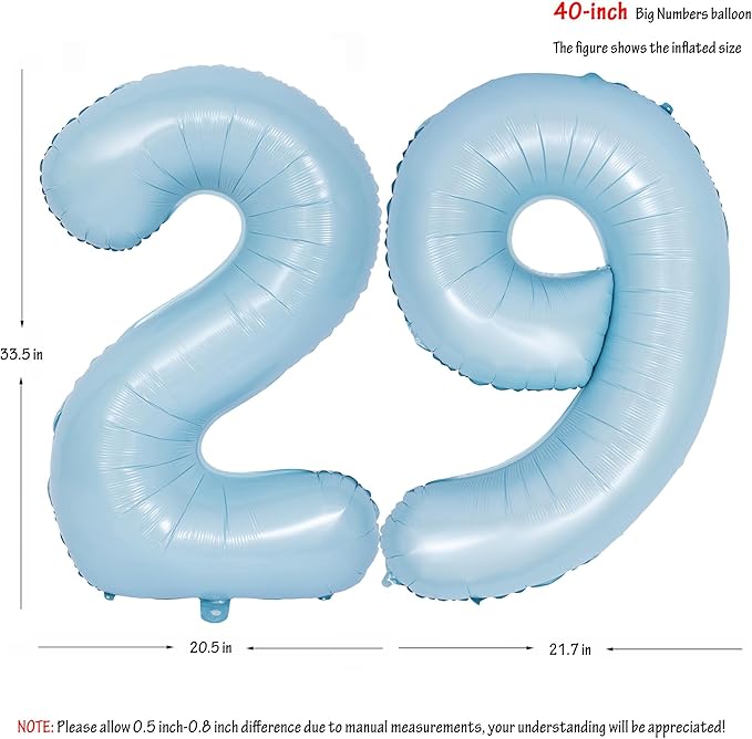 40 In Matte Blue Number Balloons Helium Foil Mylar Balloon Birthday Party banquet Decoration Digital 29