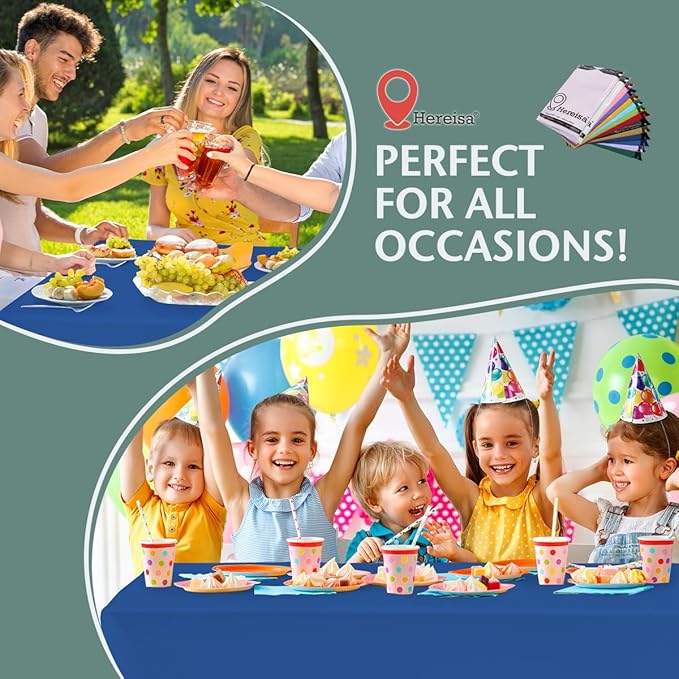 Disposable Plastic Tablecloth 54x108 Inch Rectangle - Royal Blue, 4 Pack Waterproof & Tear-Resistant Party Table Cover for Dining, Picnic, Crafts, Holiday Decor