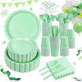 LIYH Love in your heart 350 Pcs Sage Green Party Supplies - Mint Green Paper Plates and Napkins, 50 Guests