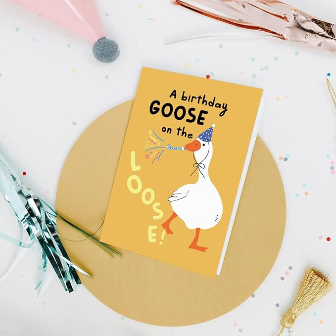Funny Silly Goose Birthday Card For Him Her, Humorous Goose Birthday Card for Goose lover Brother Sister Dad Mom Husband Wife Bestie Friend, Hilarious Birthday Gift for Women Men