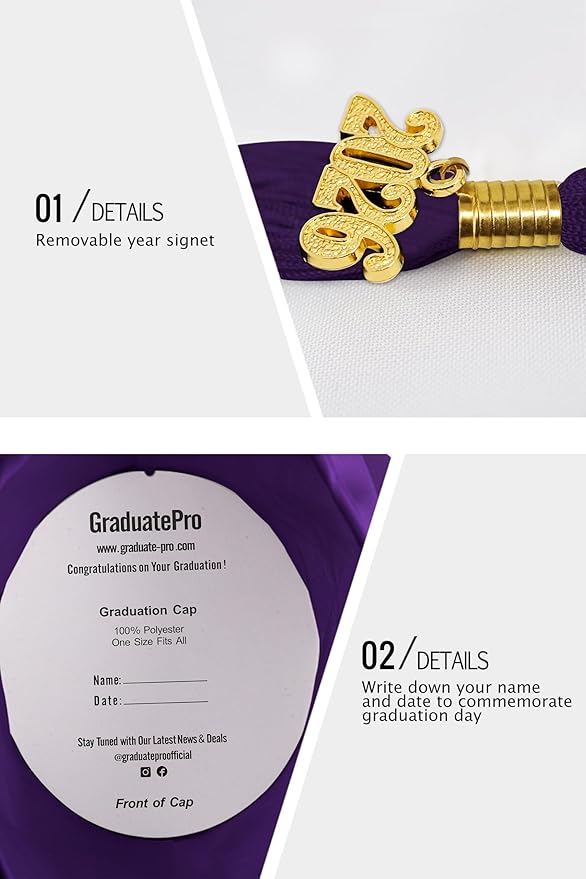 GraduatePro Matte Graduation Cap and Gown Class of 2026 Set Bulk with Tassel for High School & College 12 Colors