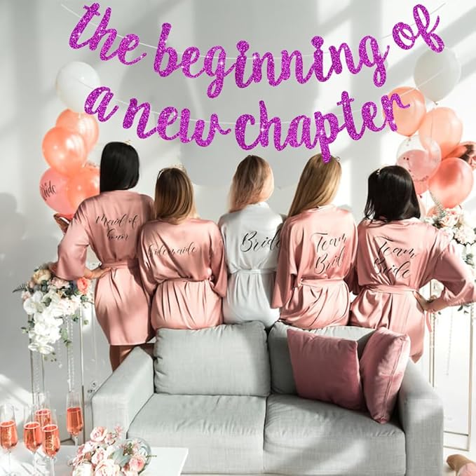BEISHIDA Glitter Purple The Beginning of A New Chapter Banner, Farewell party decorations,Graduation Sign 2026 Banner,Happy retirement Supplies,Going away party Sign Garland,Graduation banner