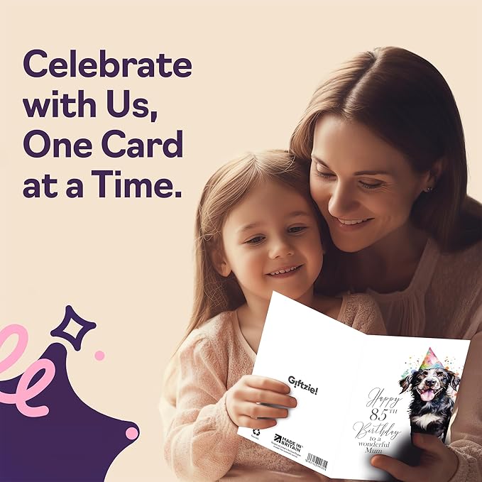 85th Birthday Cards for Mom - Party Dog - Happy Birthday Card for 85 Year Old Mom from Son Daughter, A5 Bday Women Woman Her Greeting Cards Gift for Mom Birthday Gifts