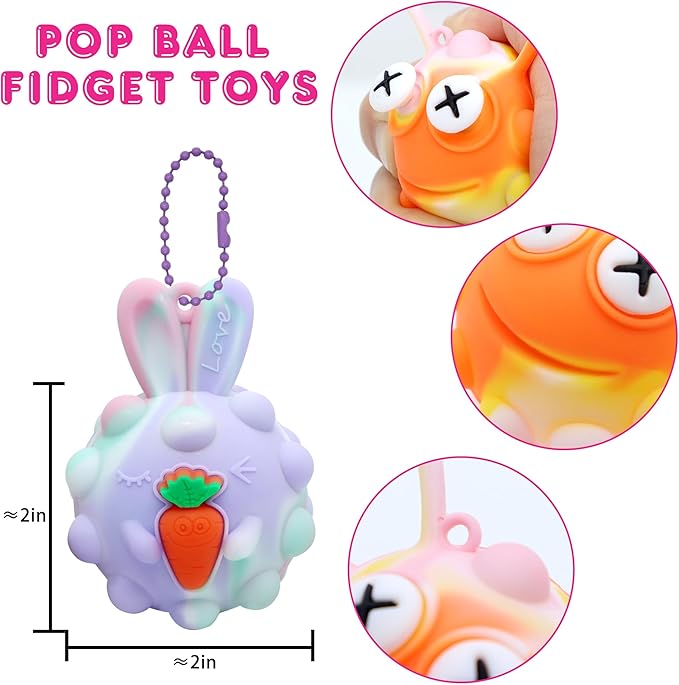 Easter Basket Stuffers, 18 PACK Animal Pop Fidget Balls, Easter Egg Fillers, Birthday Gifts for Boys Girls, Party Favors for Kids 4-8 8-12, Goodie Bags Stuffers for Kids, Pinata Stuffers
