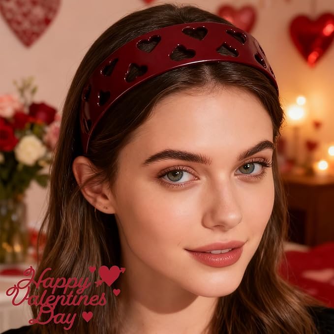1pcs New u Shape Fashion Tooth Hair Comb Headband Valentines Headbands Vintage High Cranium Hairband with Teeth Head Bands Hollow Heart Headband for Women Holiday Party Head Wear Accessories