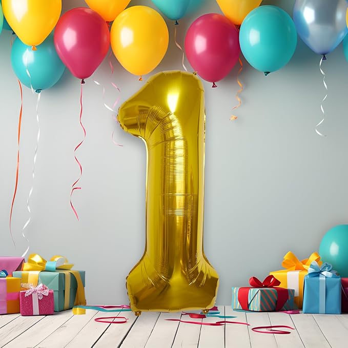 40 Inch Large Gold Number Celebration and Decoration Balloon for Birthday Parties, Graduations, Anniversaries, Weddings, Photo Shoots, Special Events - Helium Foil Mylar (Gold Number 1)