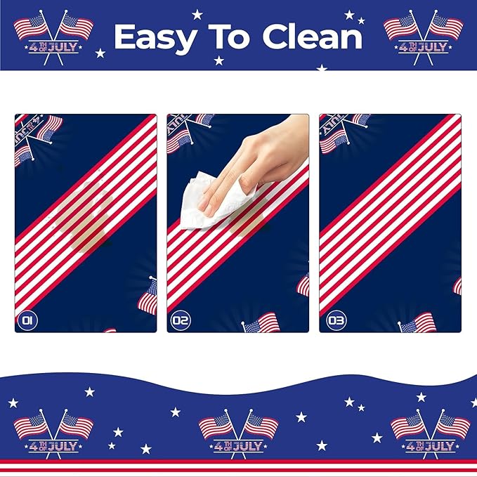Childom 2 Pack Patriotic Tablecloth,Patriotic Decorations 54" x 108" Disposable American Flag Tablecloth,Plastic Table Cover for Veterans Day Decorations,Fourth of July,Camping,Picnic,Party Supplies