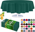 Grandipity 12 Pack Premium Disposable Plastic Tablecloth 84" Inch Decorative Round Table Cover - Dark Green
